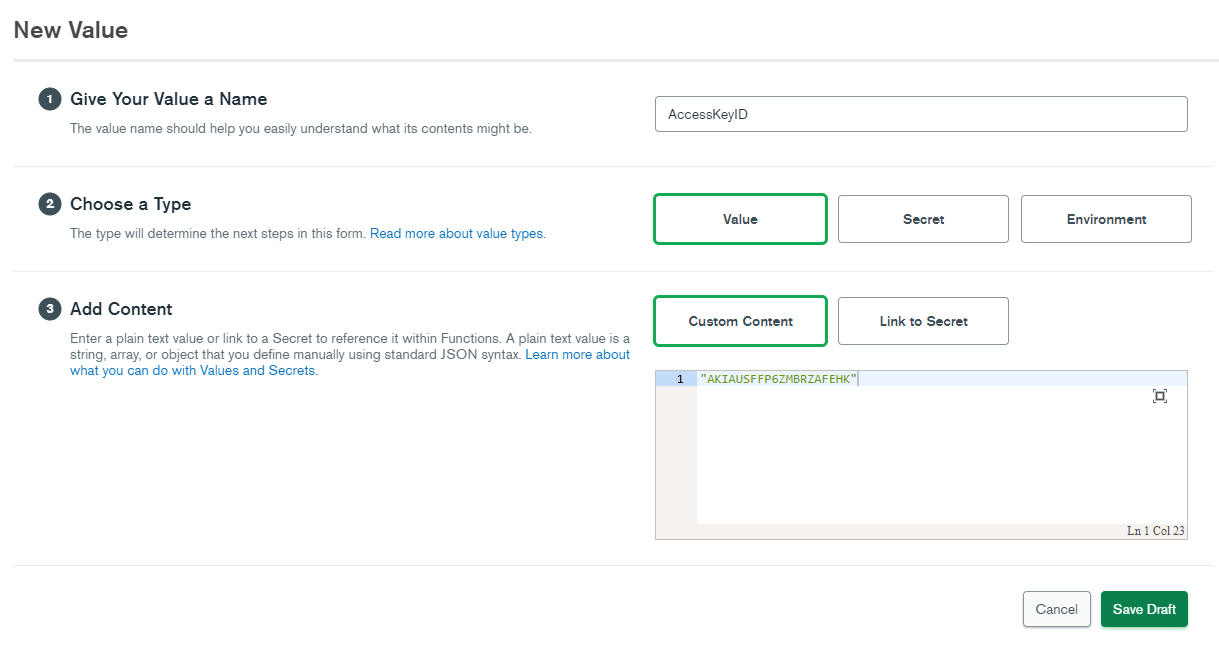 Setting up the Access Key ID as a Realm Value