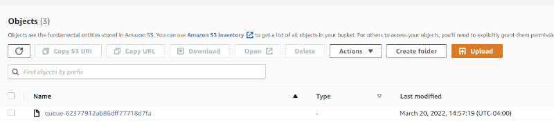 Seeing the document show up in S3
